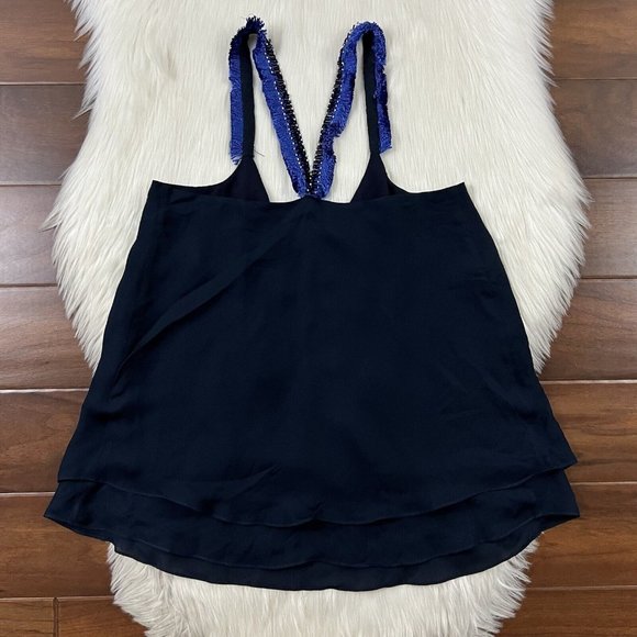 Derek Lam 10 Crosby Women's Size 6 Navy Blue Beaded Tank Top **FLAW** - Picture 9 of 10
